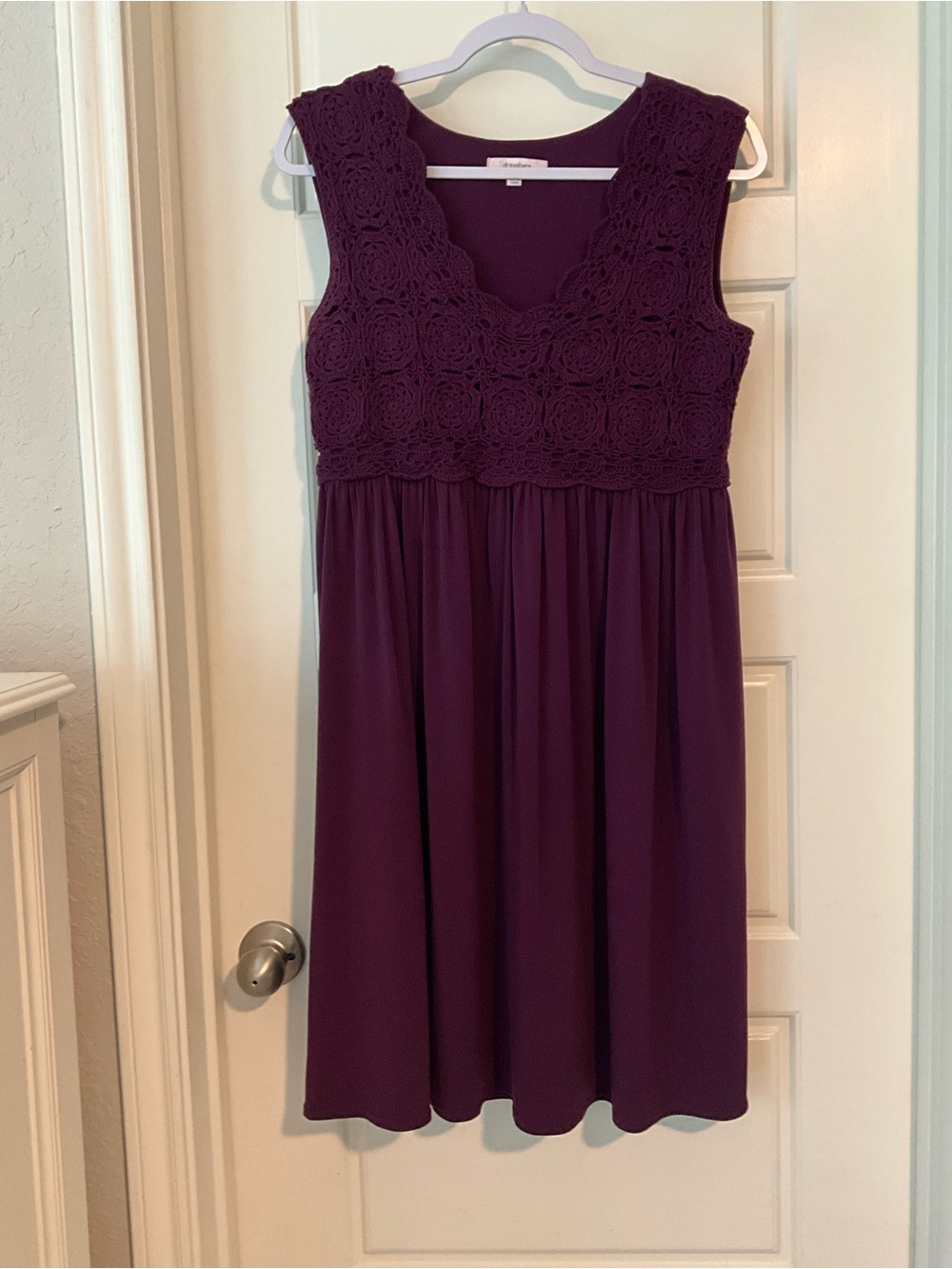 Dress Barn Purple Crochet Lace Sleeveless Dress Size M Midi Dress
